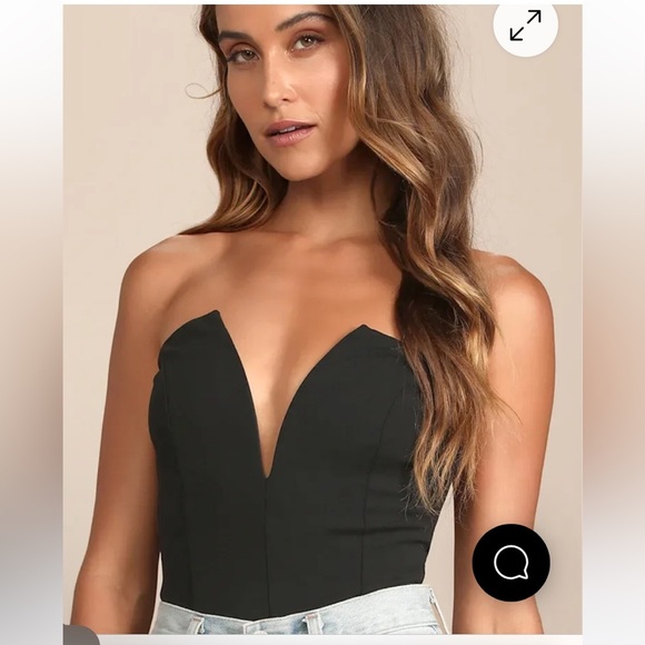 Lulu’s Black Notched Strapless Bodysuit NWOT - Picture 2 of 4